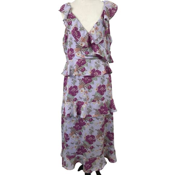 Lulus Women Sleeveless Midi Dress Wedding Formal Cocktail Preppy Purple Size XL - Picture 1 of 10
